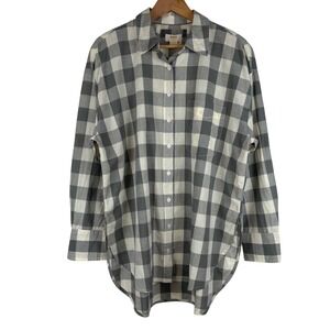 Maeve Anthropologie Buffalo Plaid Button Up Shirt Womens Medium Green Cream Top